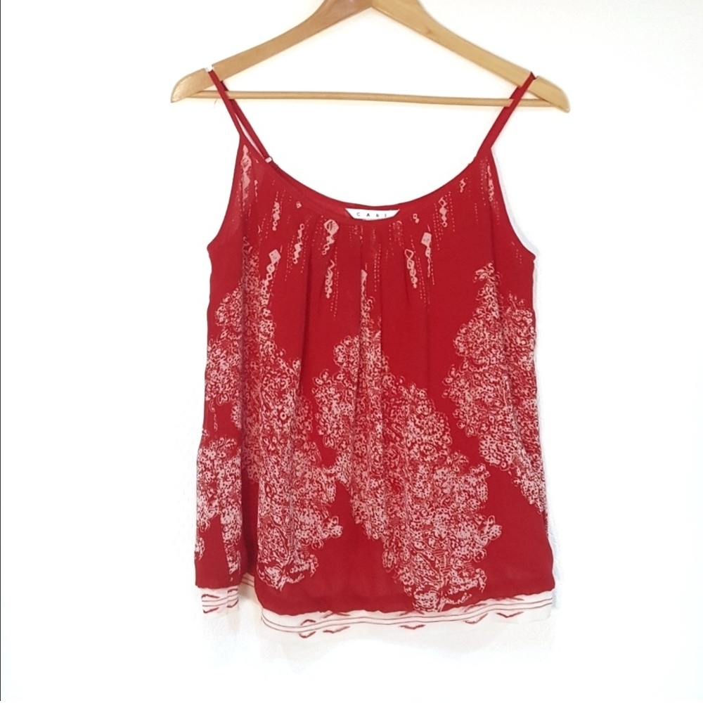 Cabi Cami Heart Of Township Tank Top Red Shirt M